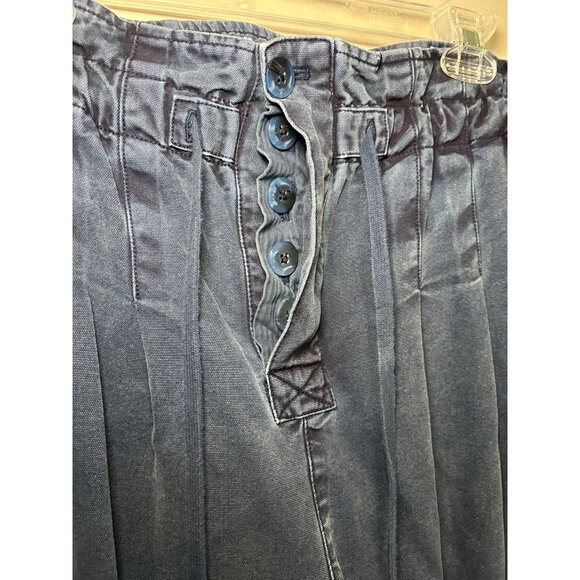 Free People Paperbag Waist Pants High Waist Button Front Baggy Mom Boho Blue xs - Picture 3 of 7